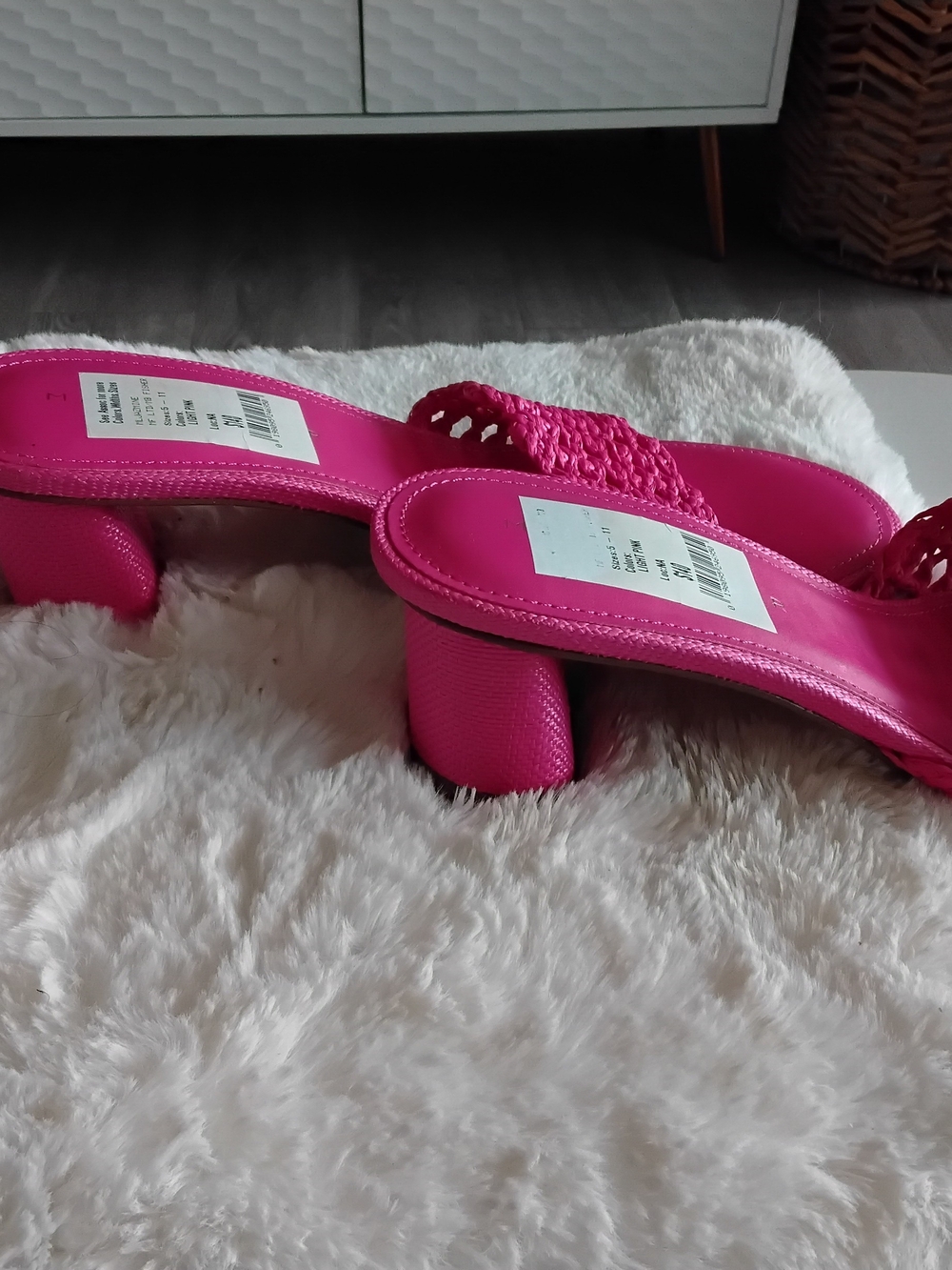 Marc Fisher Pink Woven Strap Heeled Mules - Picture 2 of 4